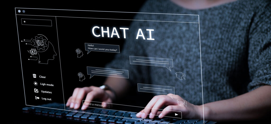 Student using an AI prompt at a computer.