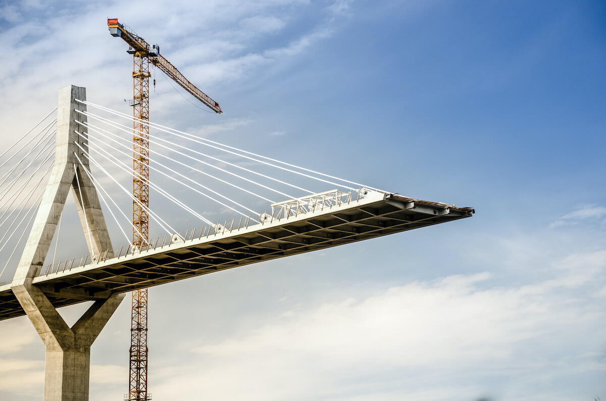 Half-built bridge span